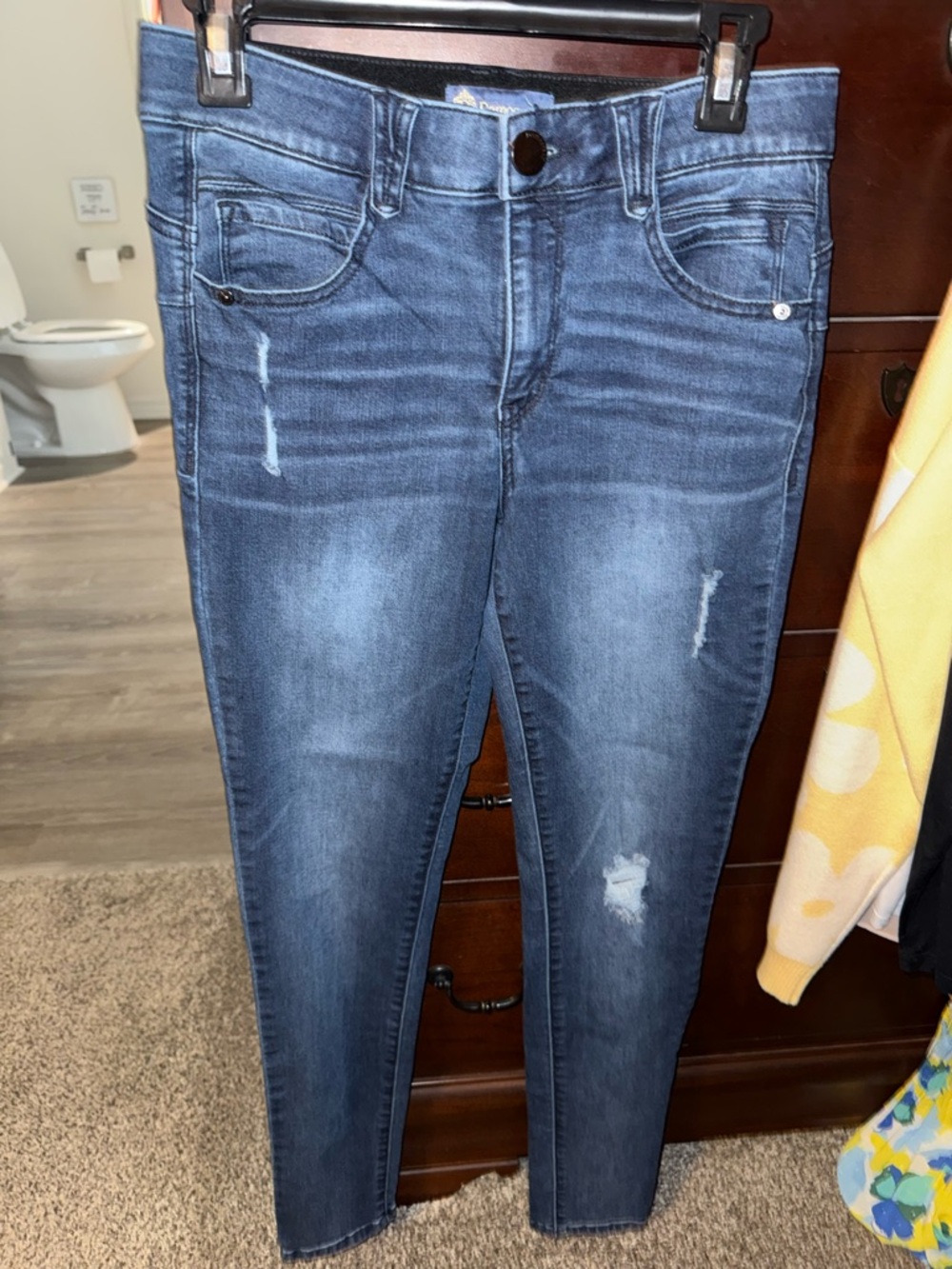Democracy Dark Blue Skinny Jeans with Light Distressing